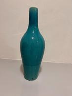 Hoge turkooisblauwe keramieken vaas, 50 tot 75 cm, Blauw, Aardewerk of Porselein, Ophalen of Verzenden