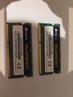 Corsair ValueSelect 2x 4GB DDR3 SODIMM Geheugen, Computers en Software, RAM geheugen, Gebruikt, DDR3, Ophalen of Verzenden, Laptop