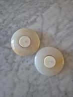 Vintage onyx marmeren schotelvormige waxinelichthouders, Overige materialen, Ophalen of Verzenden, Zo goed als nieuw, Crème