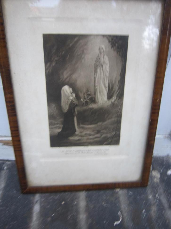 Mooie ets Maria verschijnt aan Babette, LOURDES,BOUASSE, Antiek en Kunst, Antiek | Religie, Ophalen