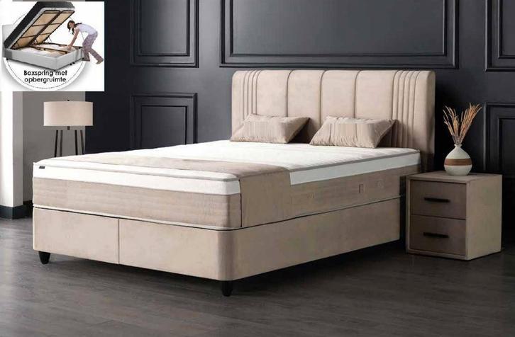 Opbergbed Nora Baza complete set -ACTIE-, Huis en Inrichting, Slaapkamer | Boxsprings, Nieuw, 90 cm, Tweepersoons, Grijs, Ophalen of Verzenden