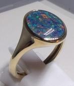 Gouden dames/heren zegelring met Opaal, nieuw (5), Sieraden, Tassen en Uiterlijk, Ringen, 18 tot 19, Nieuw, Dame of Heer, Met edelsteen