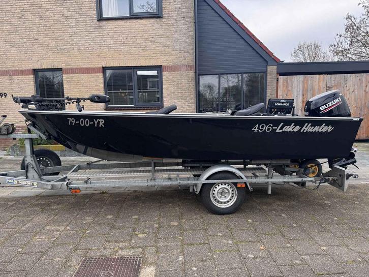 Te koop: SQC 496 lake hunter met 90pk suzuki visboot, Watersport en Boten, Vis- en Consoleboten, Gebruikt, 70 pk of meer, 3 tot 6 meter
