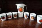 retro ceramique Juice kan + 6 BEKERS Boch Keramis La Louvièr, Ophalen of Verzenden, Nieuw, Overige materialen, Compleet servies