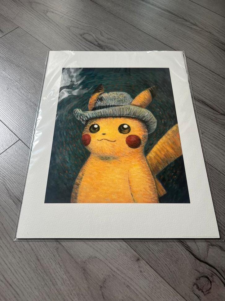 Pokemon x Van Gogh Pikachu Hat Giclee Print 30X40 cm + COA, Antiek en Kunst, Kunst | Litho's en Zeefdrukken, Ophalen