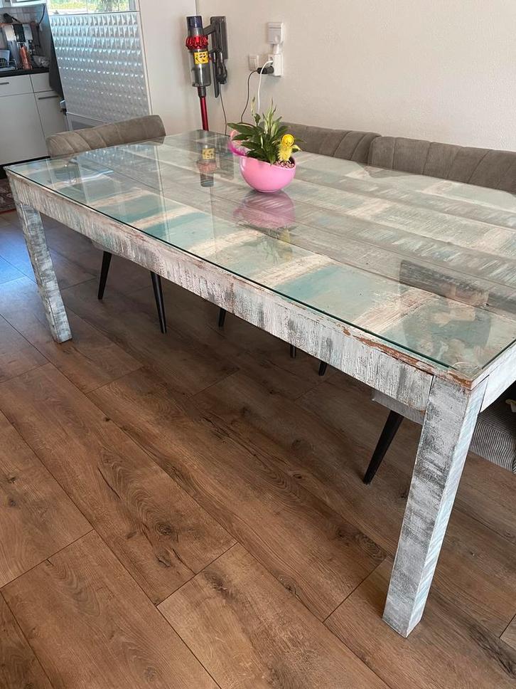 Eettafel, Huis en Inrichting, Tafels | Eettafels, Zo goed als nieuw, 50 tot 100 cm, 200 cm of meer, Vijf personen of meer, Rechthoekig