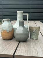 Set van 3 stenen Kruikjes en glazen Waxinelicht houder, Ophalen of Verzenden, Nieuw