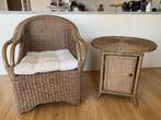 Rotan Fauteuil met Kussen & Opbergvak, Huis en Inrichting, Fauteuils, Ophalen, Gebruikt, Minder dan 75 cm, Riet of Rotan