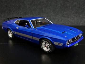 AutoWorld 1:18 1973 Mustang Mach 1 blauw beschikbaar voor biedingen