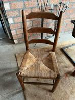 6 Vintage eiken eetkamer stoelen met biezen zitting, Vijf, Zes of meer stoelen, Gebruikt, Vintage, Ophalen of Verzenden