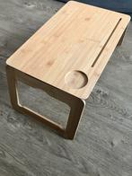 Laptoptafel met drankhouder en tabletsleuf, Ophalen, Zo goed als nieuw, Rechthoekig, Hout