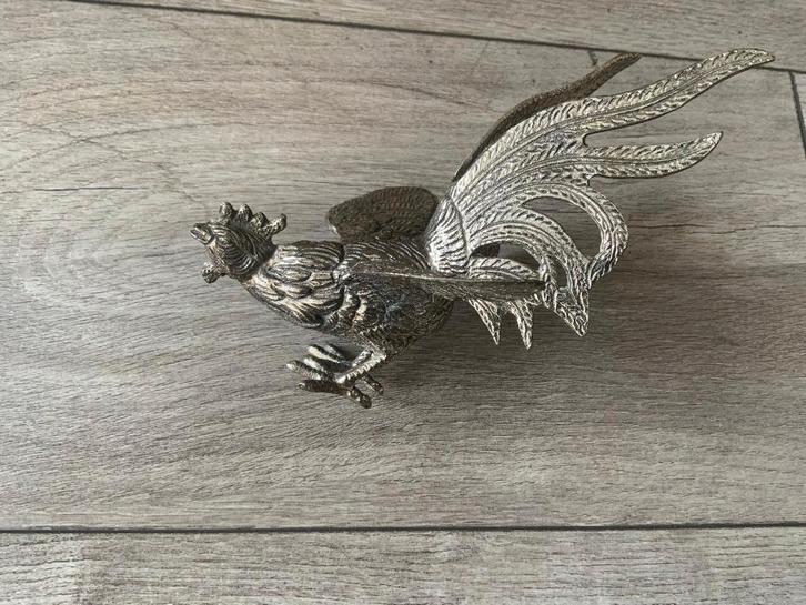 Vintage 60's zilver Zilveren Metalen Haan - Silverplated, Antiek en Kunst, Curiosa en Brocante, Ophalen of Verzenden