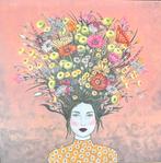 Bloemen in Gedachte - Kunstwerk 70x70cm, Antiek en Kunst, Kunst | Schilderijen | Klassiek, Ophalen