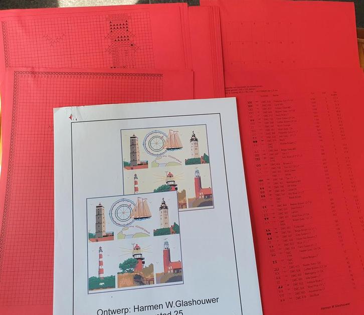 glashouwer origineel borduurpatroon  - vuurtorens, Hobby en Vrije tijd, Borduren en Borduurmachines, Nieuw, Patroon, Verzenden
