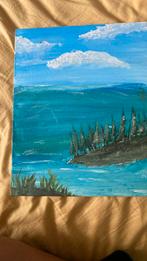 Landshap schilderij met water, Antiek en Kunst, Kunst | Schilderijen | Abstract, Ophalen
