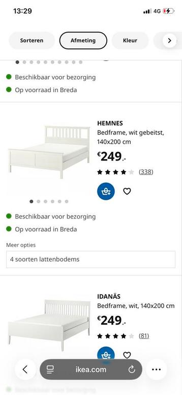 Witte Hemnes/Idanäs Bedframe 140x200 inclusief Matras! - afbeelding 1