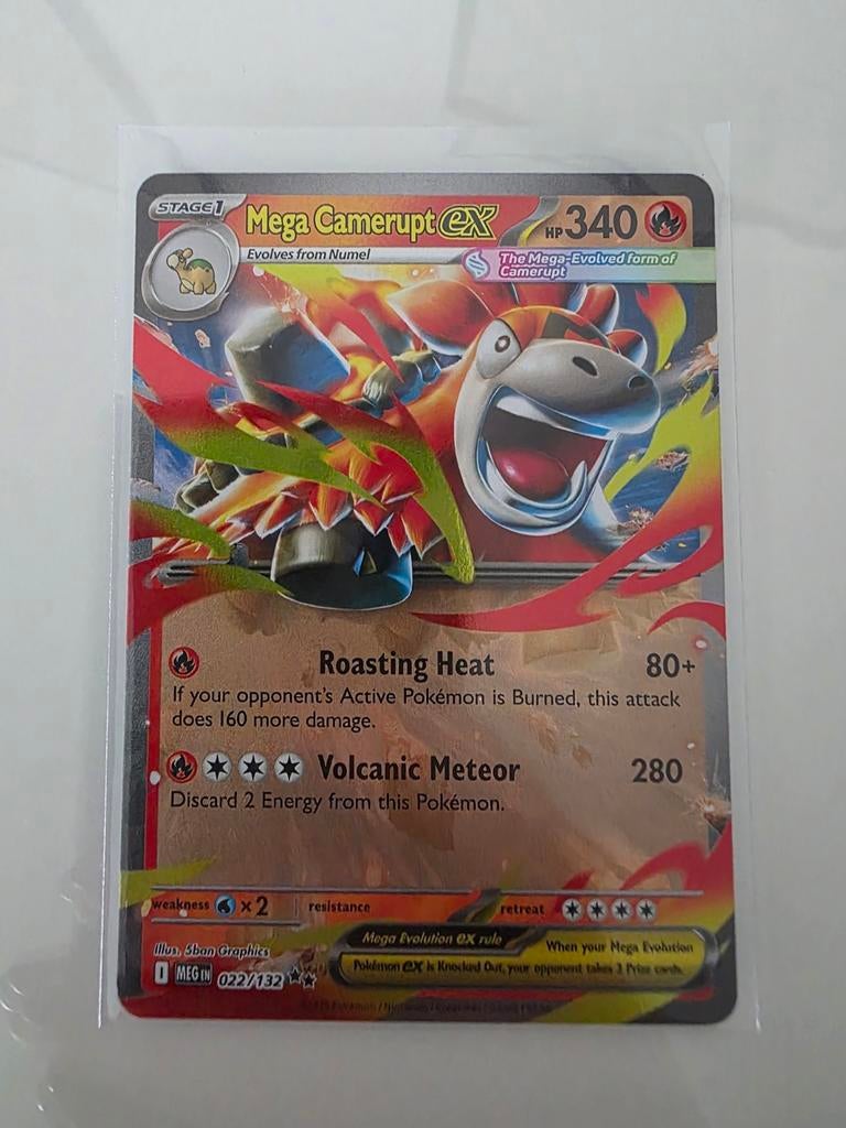 Pokemon Mega Camerupt ex 022/132 Mega Evolution, Ophalen of Verzenden, Losse kaart