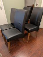 Set van 4 leren stoelen, Huis en Inrichting, Stoelen, Ophalen, Gebruikt, Zwart