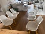 6 witte stoelen met houte poot, Huis en Inrichting, Stoelen, Ophalen of Verzenden, Gebruikt, Wit, Twee