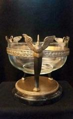 Art deco French gilt bronze Dore and glass with swans, Ophalen of Verzenden, Brons