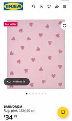 Ikea BARNDRÖM vloerkleed met roze hartjes - z.g.a.n., Ophalen, Zo goed als nieuw
