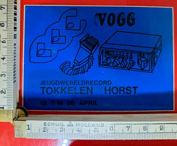 Vintage sticker VOGG jeugdwereldrecord tokkelen Horst  