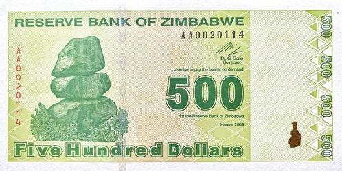 500 Dollars Zimbabwe 2009 Bankbiljet UNC #ZBA, Postzegels en Munten, Bankbiljetten | Afrika, Los biljet, Zimbabwe, Ophalen of Verzenden