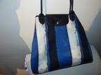 Longchamp tas stof bekleed gestreept leren delen, Verzenden, Gebruikt, Blauw, Handtas