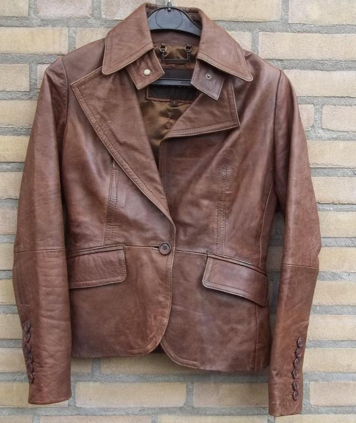 GooseCraft, damesjasje, kolbertje, cognacbruin,maat s, leer, Kleding | Dames, Jasjes, Kostuums en Pakken, Gedragen, Jasje, Maat 38/40 (M)