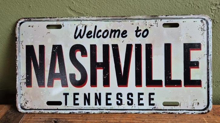 Nashville Metalen Bord - 30x15 cm, Huis en Inrichting, Woonaccessoires | Wanddecoraties, Nieuw, Ophalen of Verzenden