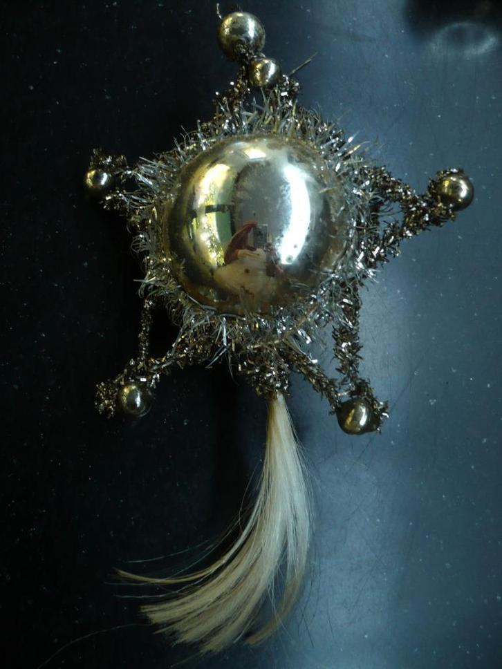 Prachtige oude feathertree kerstbal "komeet" lametta tinsel, Diversen, Kerst, Gebruikt, Ophalen