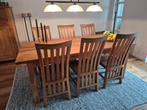 Teakhouten Tafel + 6 Stoelen, Huis en Inrichting, Tafels | Eettafels, Ophalen, Gebruikt, 200 cm of meer, 50 tot 100 cm