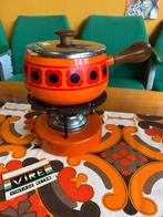 Vintage jaren 70 fondue set met bloemen, oranje, Brander, Zo goed als nieuw, Fondueset, ?