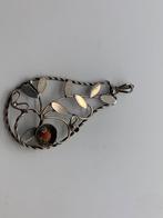 X468 Prachtige zilveren hanger bloedkoraal, Sieraden, Tassen en Uiterlijk, Antieke sieraden, Ophalen of Verzenden, Zilver, Hanger