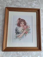 Geborduurd schilderij, Huis en Inrichting, Woonaccessoires | Schilderijen, Tekeningen en Foto's, Minder dan 50 cm, 50 tot 75 cm