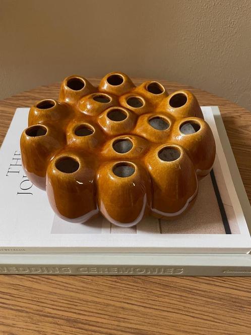 Vintage Koraal Cluster Minimalist Ikebana Vaas Mosterd Geel, Huis en Inrichting, Woonaccessoires | Vazen, Gebruikt, Geel, Minder dan 50 cm