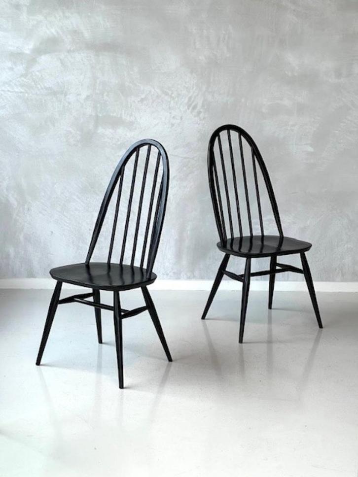 Ercol Quaker windsor eettafelstoelen 2x vintage prijs p/stuk, Huis en Inrichting, Stoelen, Gebruikt, Twee, Hout, Zwart, Ophalen