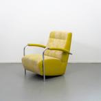 1x Leolux Scylla fauteuil hoge rug in gele stof, Niet ingevuld, Metaal, Niet ingevuld, Ophalen of Verzenden