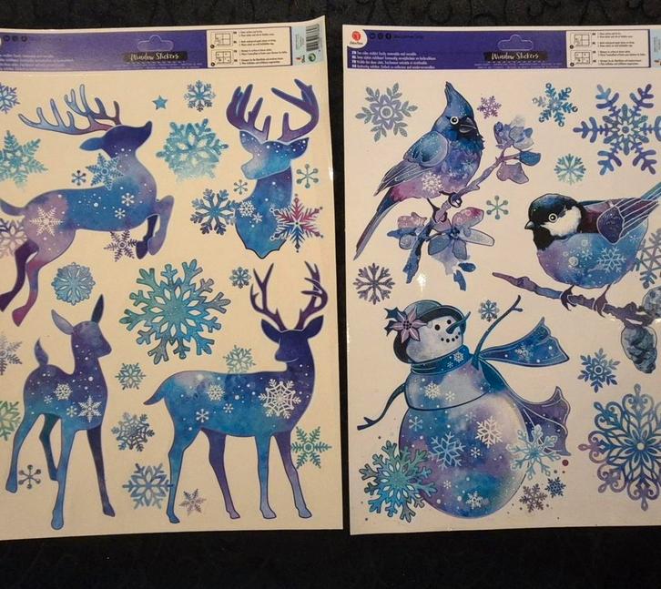 Kerst raam stickers 2 vellen nieuw, Diversen, Kerst, Nieuw, Ophalen of Verzenden