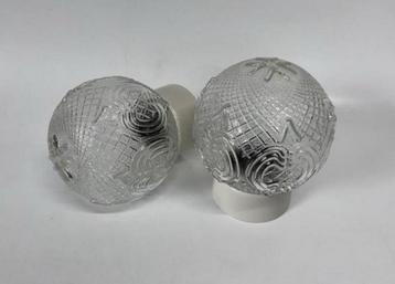 Vintage sfeervolle plafonnière helder bewerkt glas seventies beschikbaar voor biedingen