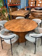 Japandi stijl eetkamerset 5 persoons 140 cm diameter, Ophalen of Verzenden