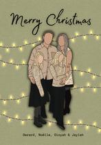 Gepersonaliseerde digitale kerstkaart - lijntekening, Hobby en Vrije tijd, Kaarten | Zelfgemaakt, Ophalen of Verzenden, Nieuw