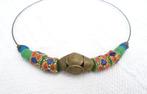 Ketting West-Afrikaanse handels kralen/trade beads (S-859b), Nieuw, Groen, Overige materialen, Ophalen of Verzenden