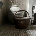 Authentieke mand plukmand Puur Wonen, Ophalen of Verzenden, Zo goed als nieuw, Rond, Riet