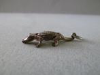 Oude bedel zilver Krokodil Alligator Reptiel beweegt, Verzenden, Zilver, Hanger