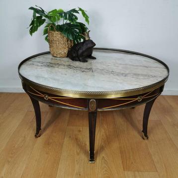 Vintage Neoklassieke ronde salontafel Empire stijl marmer  beschikbaar voor biedingen