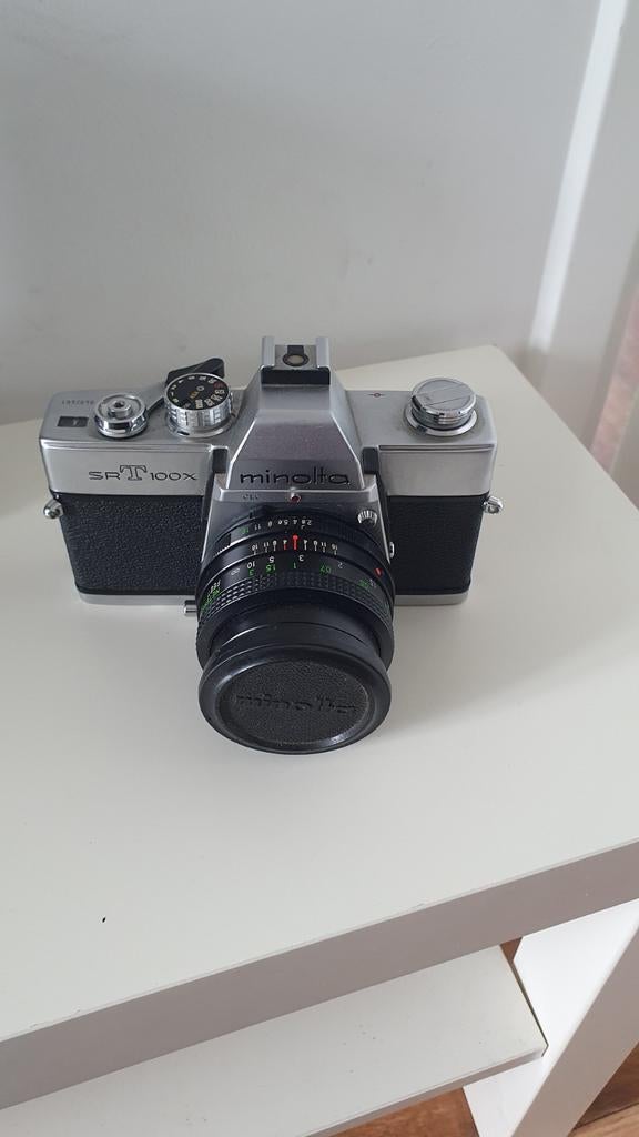 Minolta SrT100x Spiegelreflexcamera - Complete Set!, Audio, Tv en Foto, Fotocamera's Analoog, Ophalen of Verzenden, Zo goed als nieuw