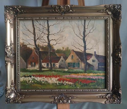 L van Vugt (XXe) - Tulpenveld - 1960, Antiek en Kunst, Kunst | Schilderijen | Klassiek, Ophalen of Verzenden