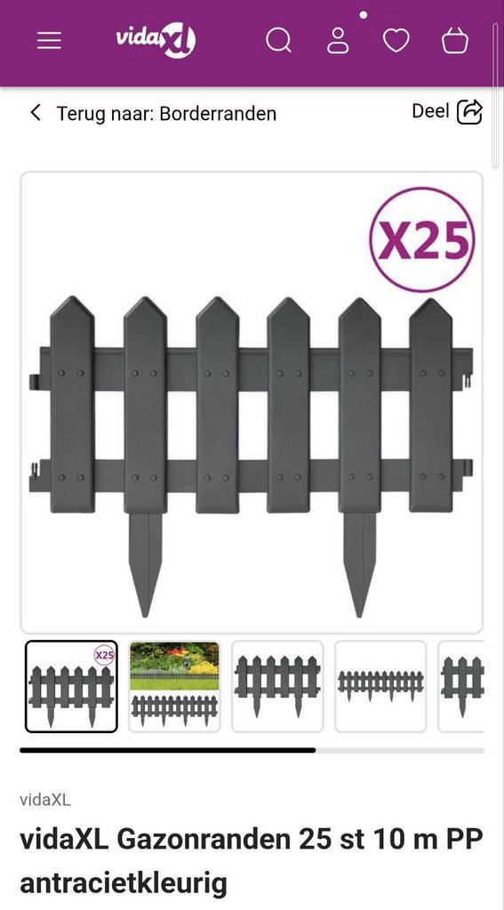 vidaXL Gazonranden 25 stuks - Antraciet, Tuin en Terras, Bielzen en Borders, Nieuw, Border, Kunststof, Minder dan 25 cm, Minder dan 100 cm