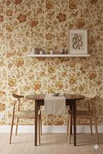 6931 Warm terra bloemenbehang met oker, bruin en goud swiet, Ophalen of Verzenden, Minder dan 10 m², Bruin